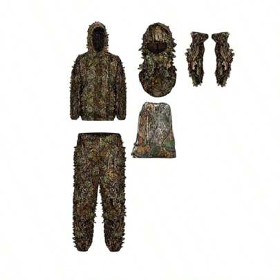 4pcs Camouflage Ghillie Suit Woodland Hunting Camo Ghillie Burlap Suit For Adult