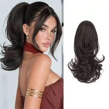 14" Curly Wavy Ponytail – Claw Clip Synthetic Hair, Highlight Blonde Layered High Volume, Easy Install For Daily/Party/Formal - Multicolor - View 11