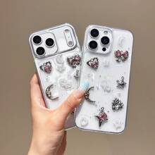 1pc Creative Star & Moon Retro Epoxy Phone Case, Suitable Compatible With Apple 17 Pro Max, 17, 16, 15, 14, 13, 11, 12 Pro Max/Pro, Shock-Proof & Anti-Fall Protective Cover - Clear - View 7