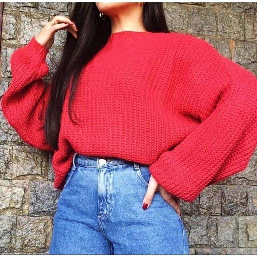 Women's Knitted Sweater - Rojo - Ver 1