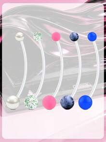 5Pcs Pregnancy Belly Button Rings Maternity Belly Rings,14G Plastic Flexible Extra Long Belly Piercing Jewelry For Pregnant Women 25mm 32mm 35mm 38mm - Multicolor - View 5