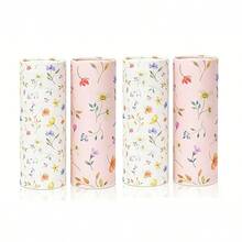 2pcs/4pcs Car Tissue Paper Holder, Each With 50 Sheets Of 3-Ply 7.1x7.1inch Floral Printed Paper Tissues - Portable Travel Tissue Box Fit For Cup Holder, Circular Car Tissue Dispenser - Pink - View 6