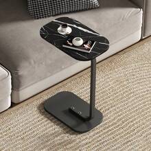 C-Shaped Compact Sofa Side End Table, Multifunctional Laptop Coffee Table, Space-Saving Modern Home Furniture For Living Room, Bedroom & Small Spaces, Easy To Move & Practical Side Table For Daily Use - Black - View 2