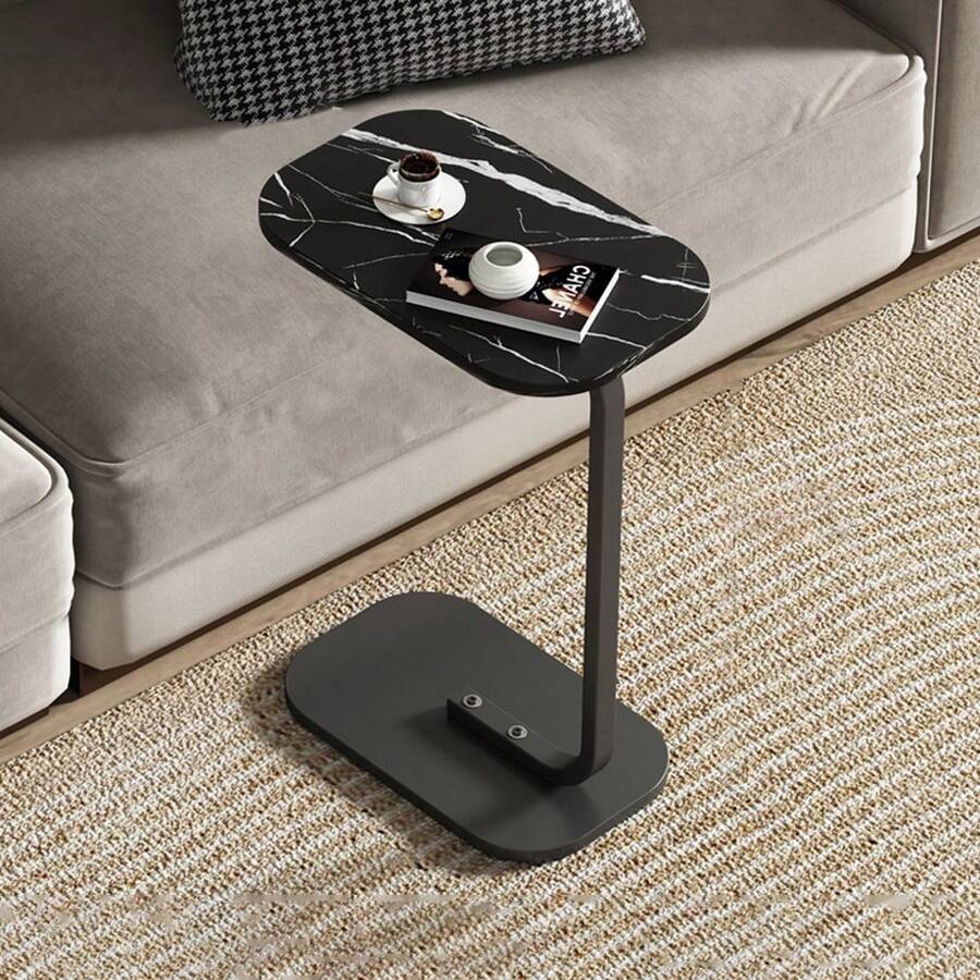 C-Shaped Compact Sofa Side End Table, Multifunctional Laptop Coffee Table, Space-Saving Modern Home Furniture For Living Room, Bedroom & Small Spaces, Easy To Move & Practical Side Table For Daily Use