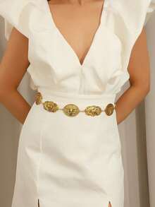 1pc Women's Chain Belt, Suitable For Daily Wear In Summer - Gold - View 1