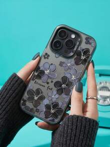 蓝色花朵时尚手机壳 1 件装 Eneraltic Shell IMD 全屏蓝色花朵图案手机壳，适用于 16 Pro Max、17/16/15/14 Plus/13/12/11，可个性化定制，防风保护套，春季礼物，国际版，非国内版 - 彩色 - 查看 2