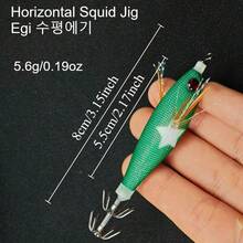 Avlcoaky 10pcs Horizontal Squid Jig Egi Set 8cm Luminous Glow In The Dark Wood Shrimp Lure UV Reactive Saltwater Cuttlefish Octopus Bait - Multicolor - View 4