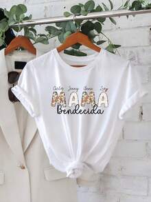 Camiseta Blanca Mama Bendecida con Nombres Personalizados para Mamás - Blanco - Ver 2