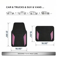 Pink Rubber Floor Mats With Aluminum Film And Colorful Piping, Non-Slip Backing All-Weather Protection, Trim-To-Fit Liner For Cars SUVs Trucks Vehicles - PINK - View 7