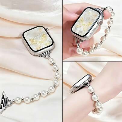 Dây đeo đồng hồ nữ kiểu trang sức, tương thích với Apple Watch Ultra/11/10/9/8/7/6/5/4/SE, dây đeo đồng hồ co giãn một vòng, thoải mái và nhẹ, dành cho Apple Watch các kích thước 38mm 40mm 41mm 42mm 44mm 45mm 46mm, dây đeo thay thế cho đồng hồ thông minh.