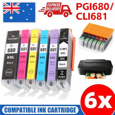 6PCS Fit For  PGI680 CLI681 XXL Ink, High Yield Reliable Performance For School & Work