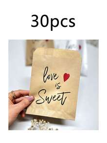100/60/50/30 chiếc túi giấy Kraft màu nâu, in hình trái tim màu đỏ và dòng chữ "Love Is Sweet", túi quà tặng lãng mạn phù hợp cho Ngày Valentine, kỷ niệm, lễ cưới, tiệc cô dâu, gói quà lãng mạn và các sự kiện ngày lễ. - Nhiều màu - Xem 11
