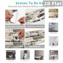Miếng dán tường họa tiết sọc tông màu ấm, chống bám bẩn, chống thấm nước, dễ lắp đặt cho phòng ăn, phòng khách, phòng tắm (7/14/28/42 miếng). - Xem 4