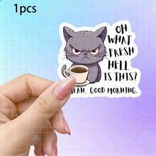 1/2/5 Miếng Dán "Cà Phê Và Sự Điên Rồ?", Hình Một Chú Mèo Nhỏ Khó Chịu đang Cầm Cốc Cà Phê, Đôi Mắt Đầy Phản Kháng, Thích Hợp Dán Lên Máy Tính Xách, Bình Nước, Ly, Ốp Điện Thoại, Cửa Kính Xe Hơi, Nhựa, Kính, Kim Loại. - A - Xem 14