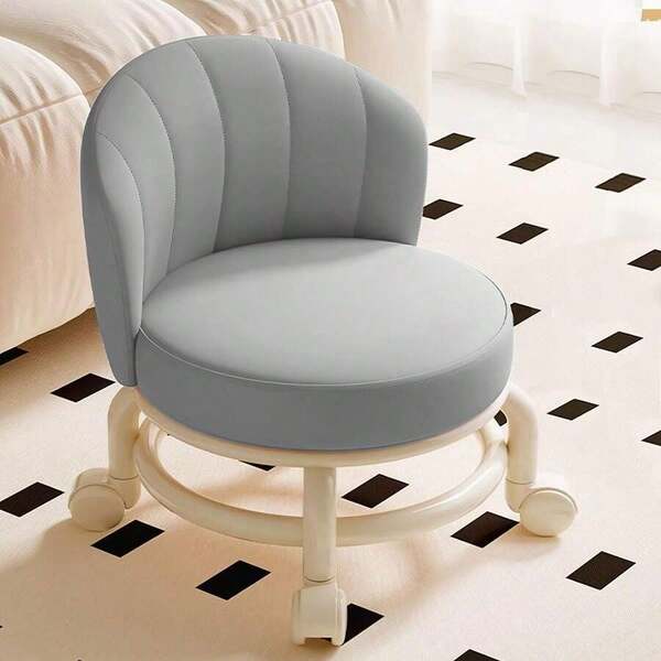 EZIFY Ergonomic PU Leather Rolling Stool - 360 °   Swivel Heavy-Duty Metal Base, Garage Office Nail Salon & Parenting Use