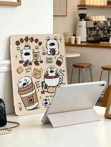 1 chiếc ốp lưng máy tính bảng họa tiết chú chó uống cà phê dễ thương, tương thích với iPad Mini4/Mini5/Mini6/Mini7/Air/Air2/9.7/10.2/10.5/Air4/Air5/10.9/Pro 11-Inch/Thế hệ thứ 10/ Air 11-In.(M2)-2024/ Pro11-In.(M4)-2024/Air 11-Inch (M3) 2025/ (A16) 11 Inch Thế hệ thứ 11 2025/ Air 8(M4)2026(11-Inch), Galaxy Tab A8 10.5 Inch 2022. Không bao gồm bút cảm ứng, có khe cắm bút cảm ứng tích hợp, chân đế gập 3 lần, bảo vệ cạnh mềm TPU, chế độ ngủ/thức từ tính, ốp lưng máy tính bảng đơn giản/sáng tạo/vui nhộn/cá tính. - Nhiều màu - Xem 6