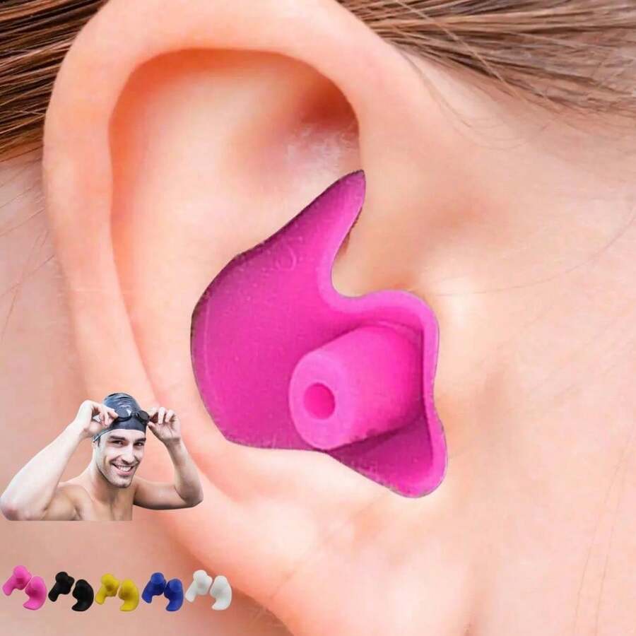 Silicone Swimming Ear Plugs, Waterproof Reusable Earplugs For Adults Kids, Soft Comfortable Fit Ear Protection For Swimming, Showering, Surfing, Water Sports, Prevent Water Entry - Multicolor - View 1