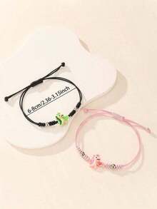 ATLVXJL 2pcs/Set Glow-In--Dark Friendship/Couple Bracelets With Heart, Crown, Dinosaur Bead Decor, Suitable Daily Wear And Holiday - Multicolor - View 12