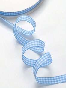 2pcs/1roll Red & White Plaid Ribbon, Valentine's Day Bow Ribbon, Plaid Fabric Craft, Plaid Ribbon Roll Can Be Used For Valentine's Day Party Decoration, Holiday Gift Wrapping, Craft Hair Accessories, Gifts For Lovers And Friends, A Simple Yet Atmospheric Creative Gift. - Xanh và Trắng - Xem 7