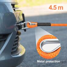 With 2 U-Shaped Hooks And Storage Bag Reflective Strip DesignTow Rope Heavy Duty Tow Belt Strap Rope  For Trucks SUV UTV ATV Tractor Car  Orange - Orange, 4.5 Meters - View 1