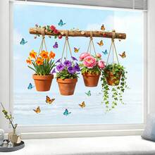 1 pieza Adhesivo de pared con diseño de flores y mariposas en acuarela, autoadhesivo y removible para sala de estar, dormitorio, decoración del hogar - Unitalla - Ver 3