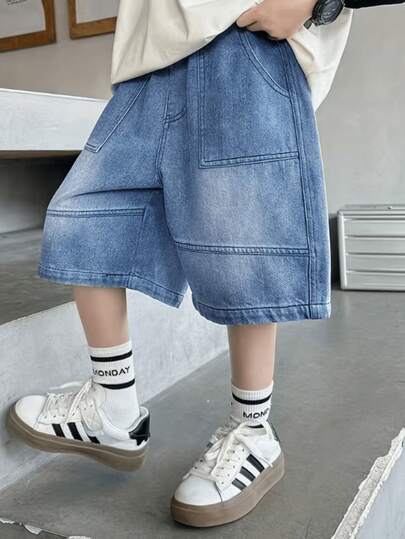 2026 New Summer Lightweight Denim Shorts For Boys, Thin Fabric Casual Pants For Toddler & Big Kids