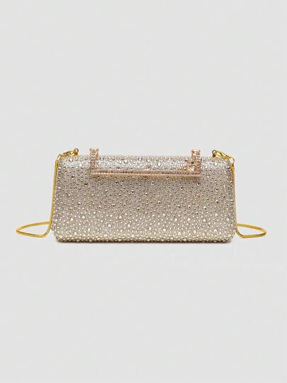 1pc Diamond Lock Clutch Handbag, Ideal Choice For Valentine's Day, Comfortable & Fashionable, Stylish Crossbody Bag, Personalized Gift Option, 2026 Accessory, Fashionable Style Suitable For All Occasions, Affordable Luxury Feel, Rebellious Party Bag, Perfectly Suitable For Parties, Weddings, Galas, Dinners/Banquets, Elegant Ladies Bag With Detachable Shoulder Strap