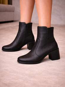 Women's Mid-Calf Boot With 6.5 Cm Block Heel - Elegant - - màu đen - Xem 3