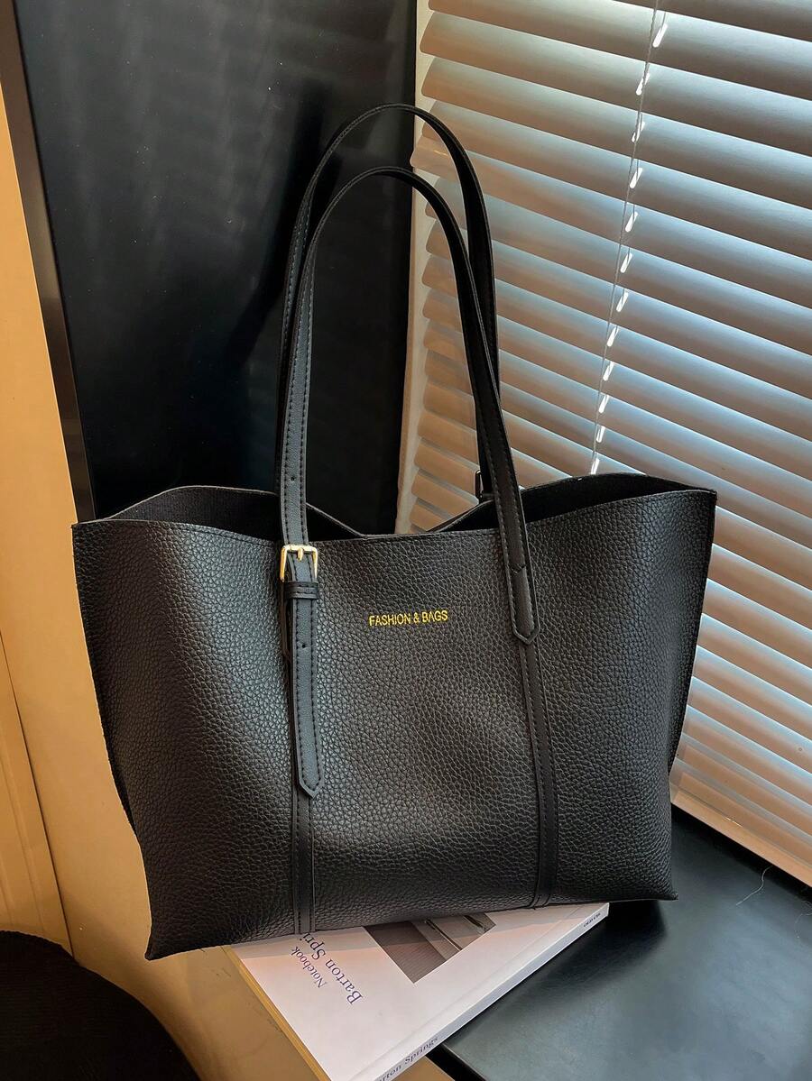 Large Capacity Handbag For Women, New Minimalist Fashion Versatile Commuter Shoulder Tote Bag - Black - View 1