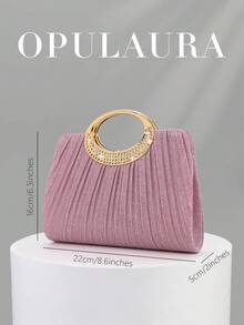 OpulAura 女士时尚闪亮水晶水钻晚宴手拿包，璀璨奢华镶钻正式礼服手提包，适合晚宴、派对、生日、婚礼等场合，也可作为生日礼物 - 粉色 - 查看 4