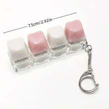 4 buah Keycap berbentuk hati warna Pink & Putih, Gantungan Kunci - MultiWarna - View 2