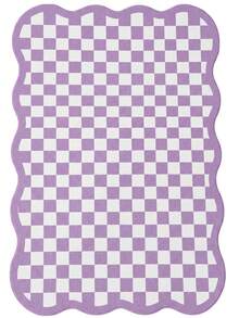 1pc Luxury Fluffy Checkered Carpet, Asymmetrical Wavy Edge Bedroom Decor Rug, Korean Sweet Pink Dressing Room Carpet, Pastoral Artistic Entryway Rug, Multiple Sizes Available, Living Room Carpet, Rug, Area Rug, Small Area Rug, Mat, Home Decor, Washable Carpet - Multicolor - View 35