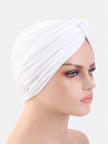 1 chiếc khăn trùm đầu kẻ sọc chéo mới dành cho nữ, kiểu khăn xếp, thích hợp sử dụng hàng ngày. - nhiều màu - Xem 4