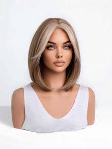 12 Inch Layered Middle-Parted Bobo Wig, Suitable For Summer Daily Wear, Parties, Cosplay, Music Festivals And Holidays, A Practical Gift For Girls - Camel - View 6