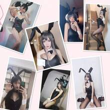 Womens Bunny Costume Girl Suit Senpai Cosplay Anime Role Costume One Piece Bodysuit Stockings Set - 白色 - 查看 2