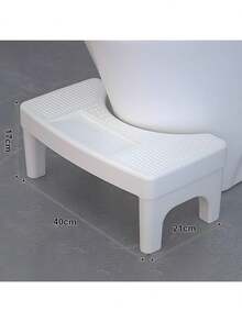 1pc Minimalist White Plastic Toilet Stool, Bathroom Assist Squatting Stool - White - View 2