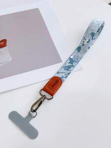 1 pieza Cordón de muñeca grueso y trenzado con clip de hoja de bambú y patrón floral vintage para funda de teléfono móvil - Multicolor - Ver 6