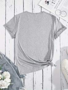 Life Will Be Better With My Mom, Mom Shirt, Mom Life, Ladieswear'S Day Gift Digital,Women's Graphic Tee, Casual Summer Daily Top - 灰色 - 查看 2