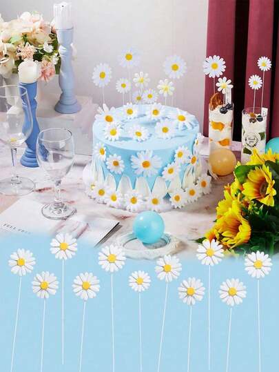 1/5 peças Decorações de Bolo de Margarida, Toppers de Bolo de Margarida, Decoração de Bolo com Estampa de Margarida, Decorações de Bolo de Margarida, Decoração de Cupcake com Palito de Margarida, Flores de Margarida da Primavera, Decoração de Flor de Papel de Uso Múltiplo, Adequado para Mesa de Sobremesa de Festa de Aniversário, Casamento, Chá de Panela, 1 Conjunto