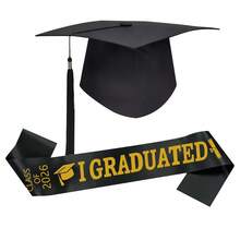 2026 Graduation "We Graduated" Sash, Congratulations To 2026 Graduates. Finally Graduated Cheerleader Sash, Black And Gold Sash With 2026 Tassel Graduation Cap, One Size Fits All, Perfect For Graduation Party Supplies. - Multicolor - View 8