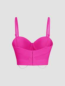 Top Bustier Sexy com Design de Corrente de Pérolas e Borla, Estilo Único de Nicho para Festival de Música, Camisole Casual de Verão para Mulheres - Pink - Visão 6