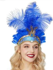 1 chiếc băng đô cài tóc giả lông vũ dành cho nữ, kiểu dáng thập niên 1920, băng đô hóa trang vũ nữ cho lễ hội Halloween, tiệc tùng. - Ba dây buộc tóc - Xem 5