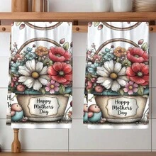 1/2/4/6 件装母亲节花卉印花洗碗布 - 16x24 英寸，色彩缤纷的超柔软厨房毛巾，现代风格，可机洗，适用于节日装饰，可用作餐巾、餐垫、乔迁礼物，适合厨房、浴室、户外活动、派对、下午茶装饰、家居用品 - 彩色 - 查看 7