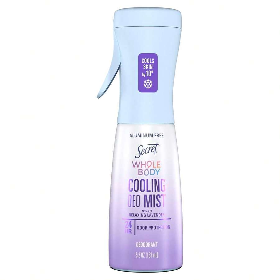 Secret Cooling Aluminum Free Whole Body Deodorant Mist For Women, 24hr Odor Protection, Instant Cooling Relief, Soothes & Revitalizes Skin, PH Balanced Formula, Relaxing Lavender Scent, 5.2 Fl Oz - 舒緩薰衣草 - 查看 1