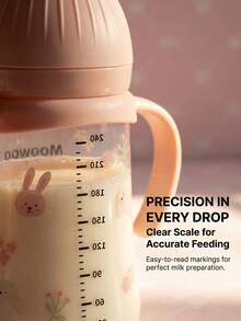 1pc Baby Wide Mouth Rabbit Design Anti-Drop Anti-Colic Feeding Bottle, Suitable For Infant Feeding - Multicolor - View 5
