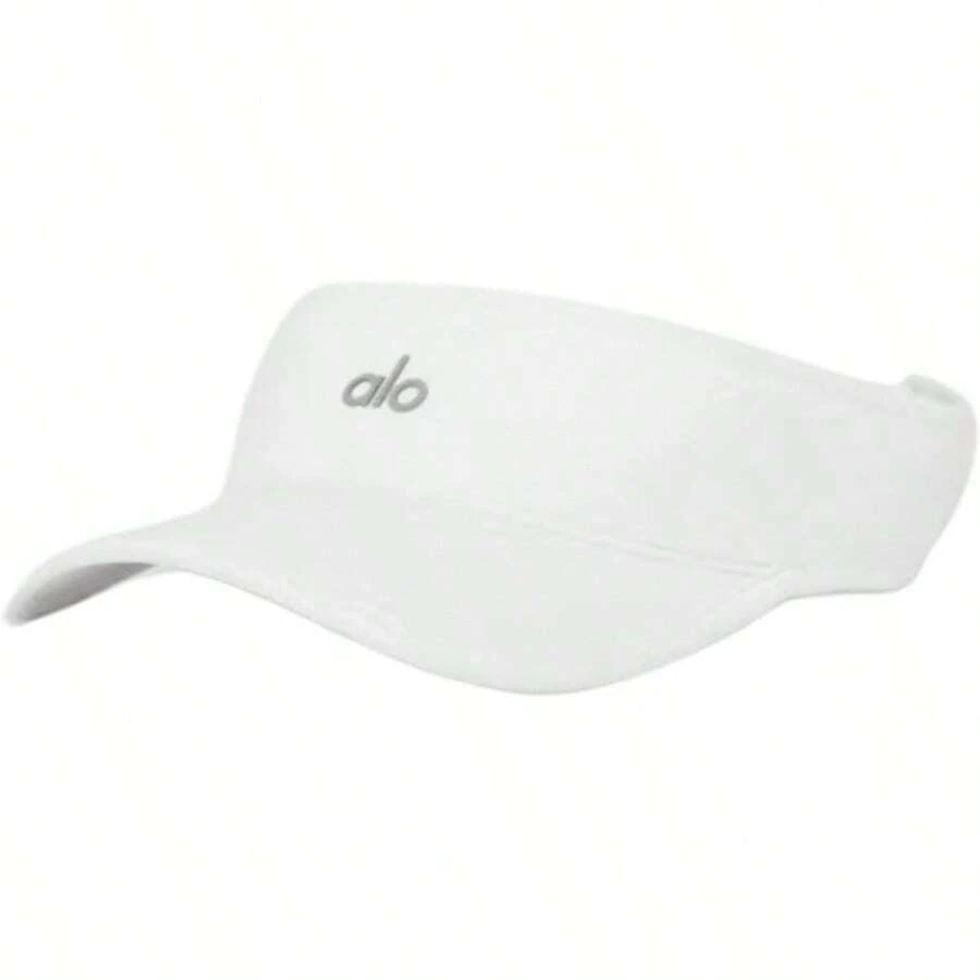 Alo Yoga Solid Color Letter Logo Decorative Design Fabric Sun Hat, Unisex Couple Style, Black, White. - 白色 - 查看 1