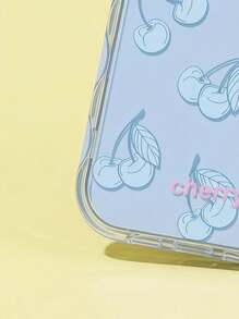 1 chiếc ốp lưng điện thoại thời trang mỏng màu xanh da trời nhạt họa tiết quả anh đào, thiết kế đường kẻ cá nhân, viền lượn sóng, tương thích với iPhone 16, 15, 14, 13, 12 Pro Max, 11, ốp lưng chống sốc dễ thương kiểu Hàn Quốc, quà tặng cho nữ, tương thích với iPhone 17/17 Pro/17 Pro Max/17 Air Spring, quà sinh nhật. - Toàn màn hình anh đào - Xem 3