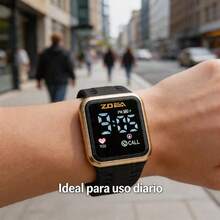 ZOEA Sports Smartwatch With Breathable Perforated Strap + Square Touchscreen + Fitness Style + Daily/Sport Use + Smartwatch - 黑色 - 查看 3