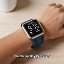 ZOEA Sports Smartwatch With Breathable Perforated Strap + Square Touchscreen + Fitness Style + Daily/Sport Use + Smartwatch - 深藍色 - 查看 4