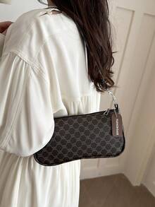 Túi đeo chéo nhỏ hình vuông in họa tiết phong cách retro tối giản, hàng mới về mùa xuân 2026 dành cho nữ. - Cà phê - Xem 3